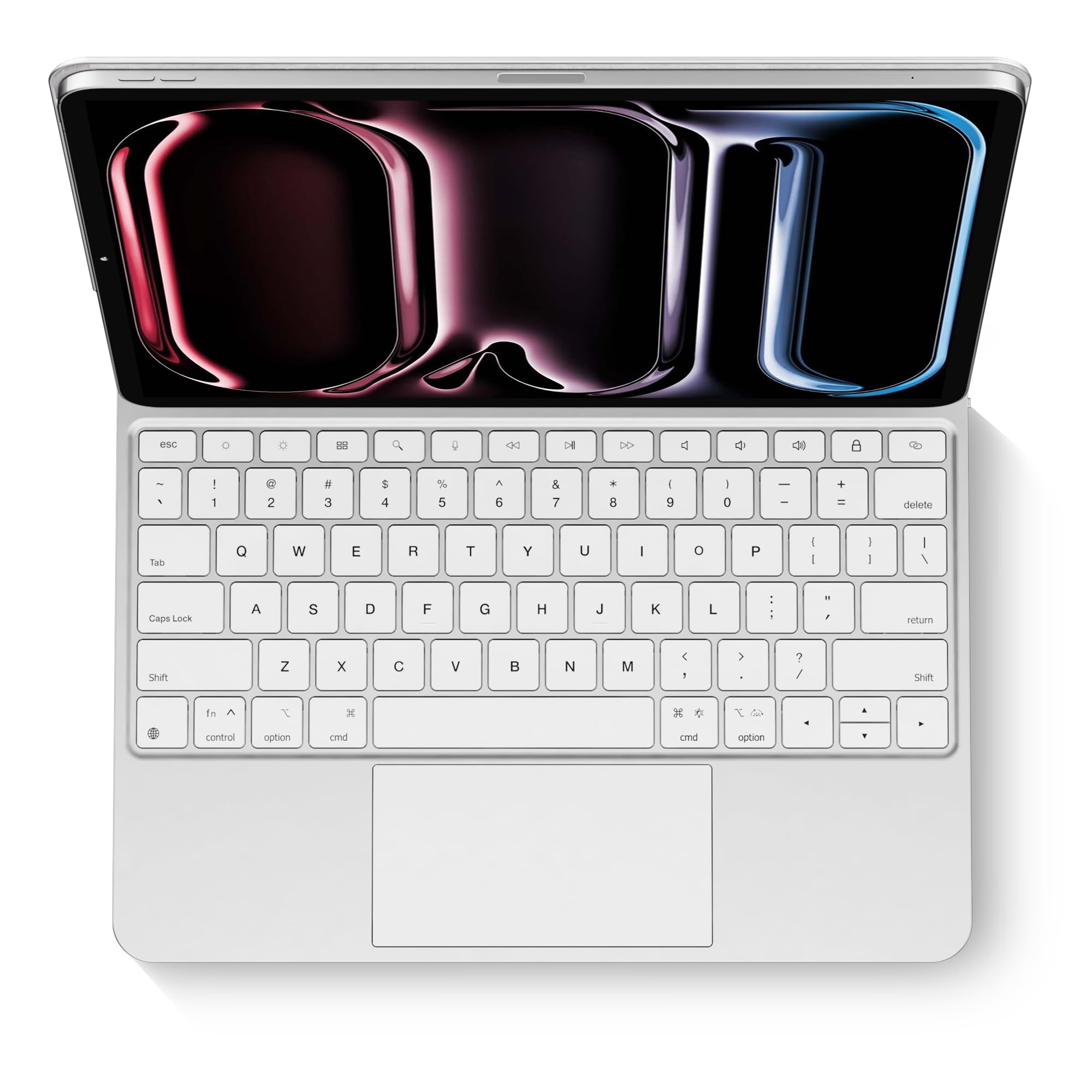 edaiserWireless Magic Keyboard Case for Apple iPad Pro 13-inch (M4) 2024: Smart Multi-Touch Trackpad, RGB Backlit, Off White