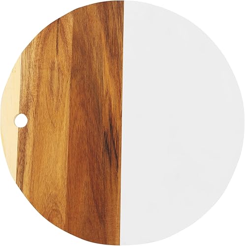 Sint Tabla de cortar con mango Tabla de cortar redonda de madera para cocina, tablas de cortar para carne, queso, pan, verduras y frutas