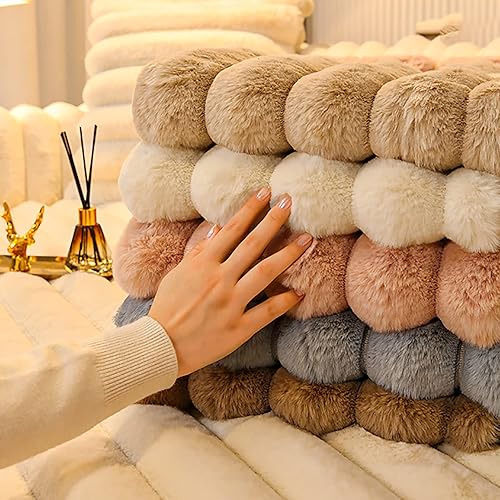 Miniatura 5 de LIANGLAOI Funda de terciopelo de piel sintética para sofá, funda cálida y suave de felpa lanuda para sofá, funda antideslizante de piel sintética de