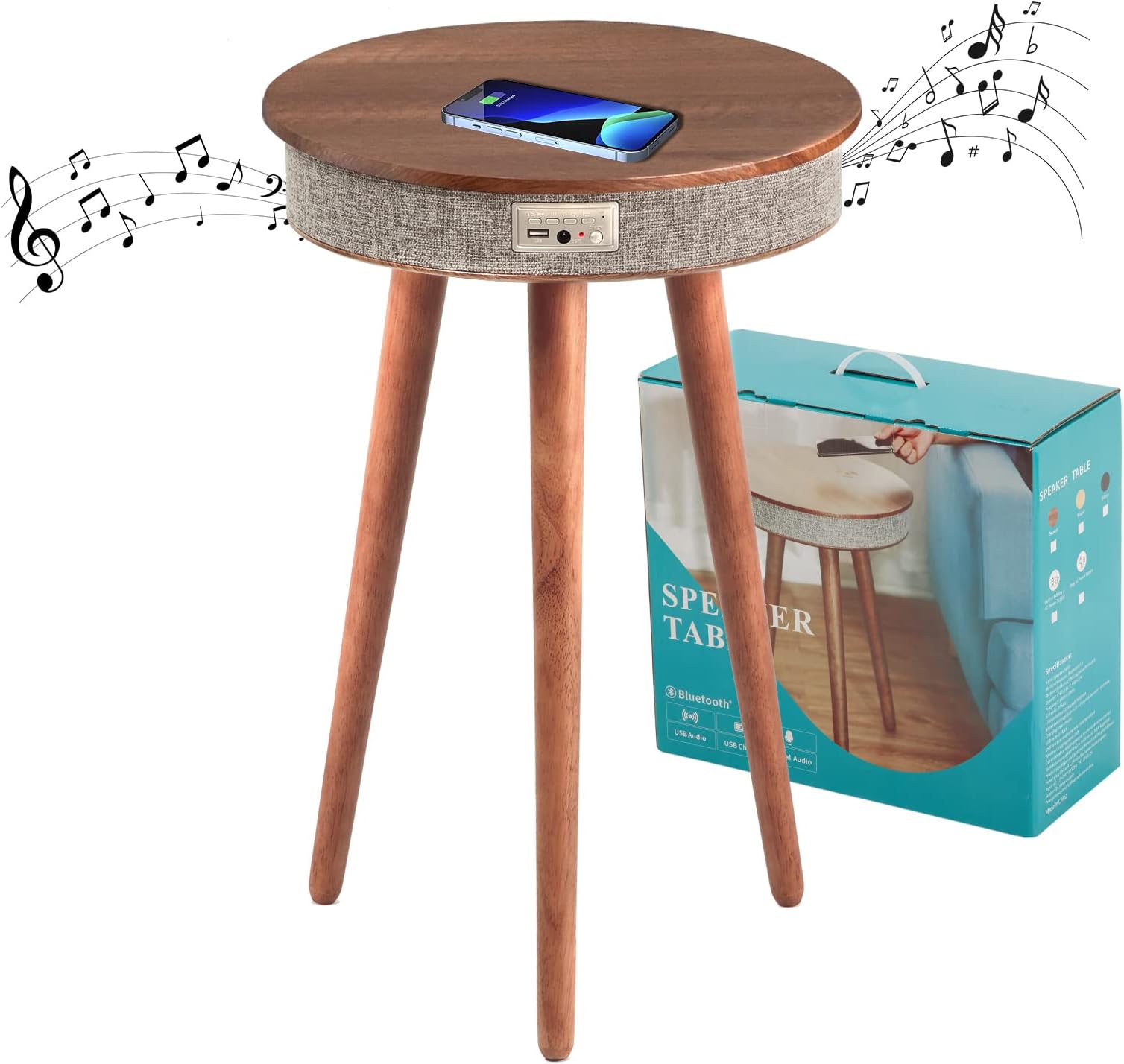 TooCust End Tables Smart Coffee Table Wireless Charging Table End Table with Wireless Charging Night Stand with Bluetooth Speaker Smart Side Table End Table with USB Ports and Outlets
