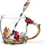 OEAGO Gifts for Mom Women Stocking Stuffers for Women Christmas Glass Coffee Enamels Mug Valentines Gifts for Her Girlfriend Wife Best Birthday Valentine's Mothers Day from Daughter Son Tea Cup