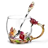 OEAGO Gifts for Mom Women Valentines Day Gifts for Her Glass Coffee Enamels Mug Best Birthday Valentine's for Girlfriend Wife Mothers Day from Daughter Son Tea Cup Stocking Stuffers Christmas