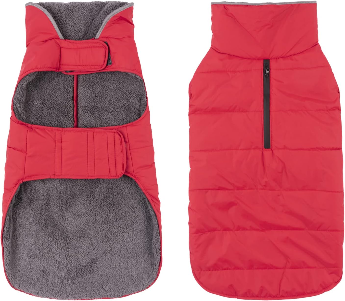 PPET Dog Cold Weather Coats Waterproof Windproof Winter Dog Jacket,Thick Padded Warm Coat Vest Blue Snowsuit Warm Dog Apparel for Small Medium Large Dogs with Furry Collar (Red, X-Small) : Pet Supplies