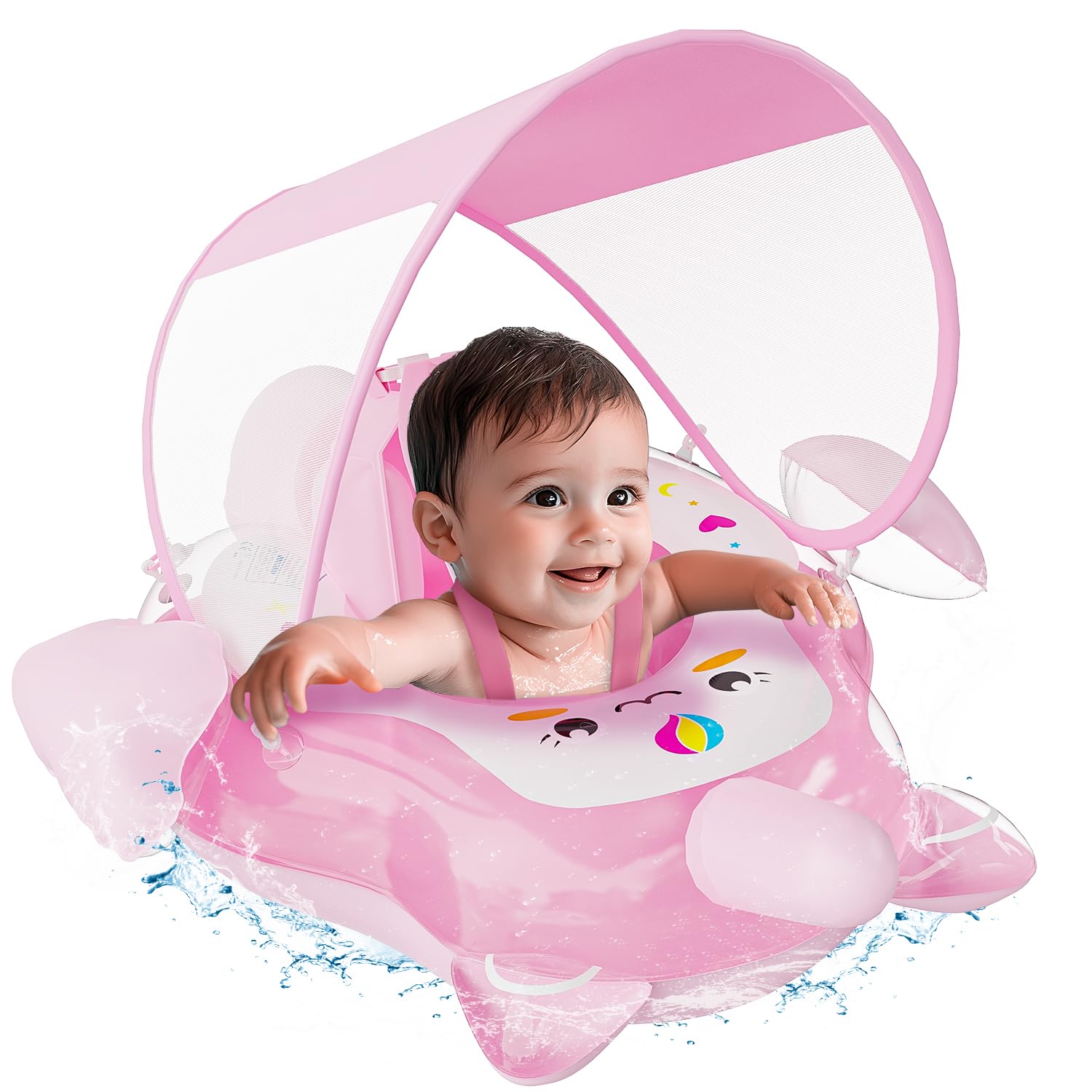 EagleStone Pool Float with Canopy, Swimming Pool Float, Baby Pool Float 3-36 Months, Fun Gifts Pool Toys for Pool Game, Baby Float with Canopy