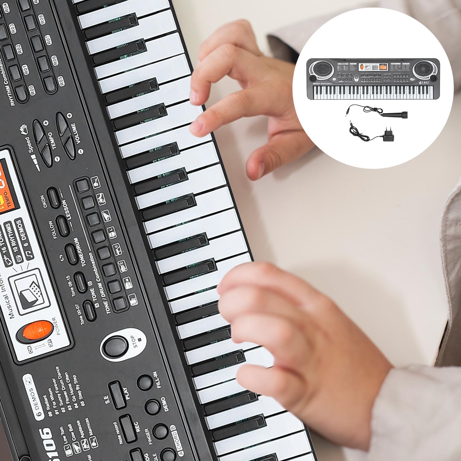 GALPADA Teclado de Piano Electrónico para Niños Reconocimiento de Voz y Diseño de Múltiples Teclas en Material Abs, Juguete Musical Educativo para Aprendizaje Temprano