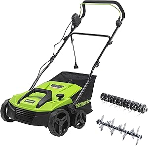 Greenworks 13 Amp 14-Inch Corded Dethatcher / Scarifier, DT13B00