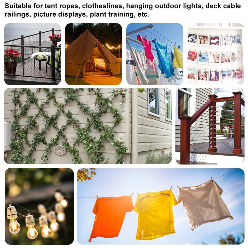 Drahtseile24 Set Di Funi In Acciaio Inox Con 6 Morsetti Per Corda, 2 Cavi E 1 Tendicavo In Acciaio Inox, Sistema Di Serraggio, Diametro 4 Mm, 10 M - Foto 4