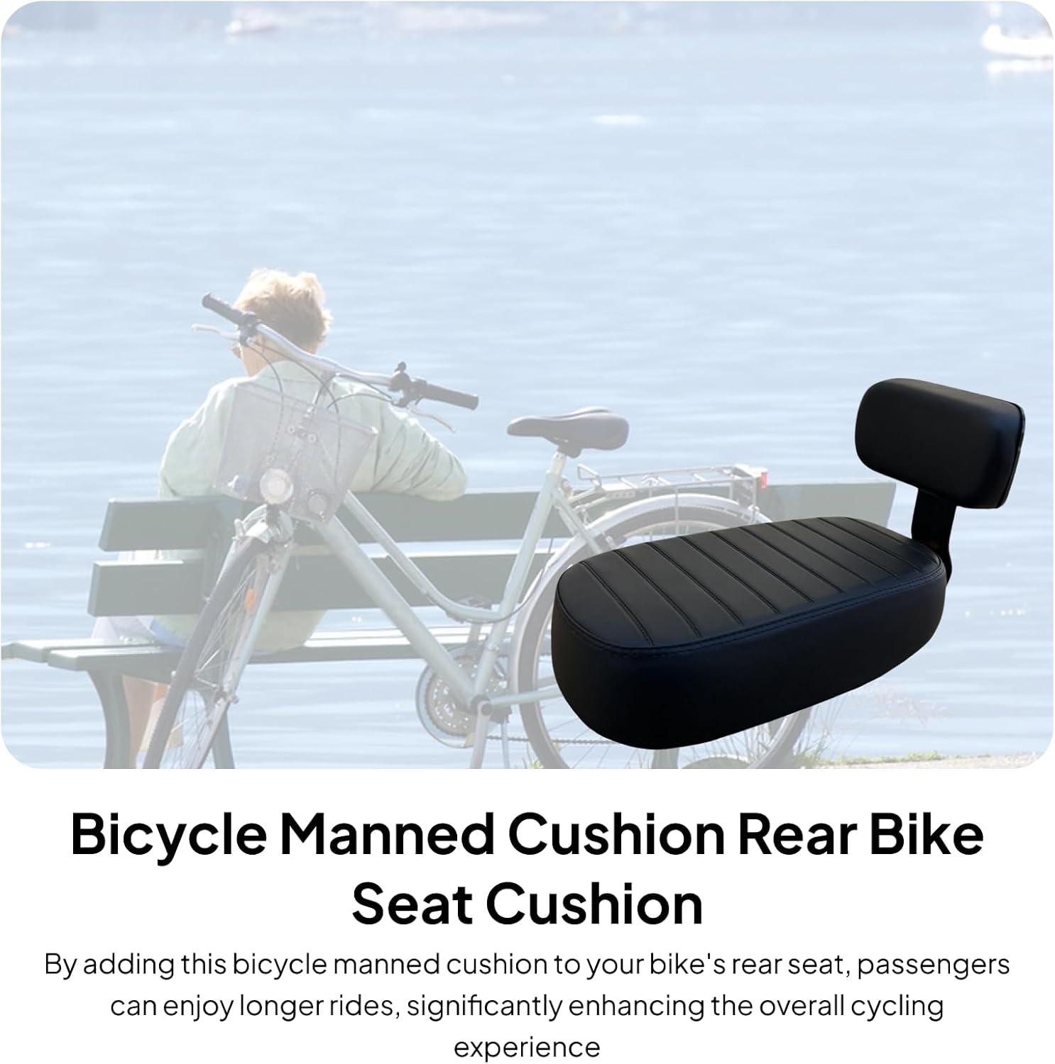 CAQYPVH Bike Seat Cushion, Comfortable Bicycle Passenger Saddle, Bike Rear Seat Pad, Easy to Install Bike Accessories, Electric Bike Manned Cushion