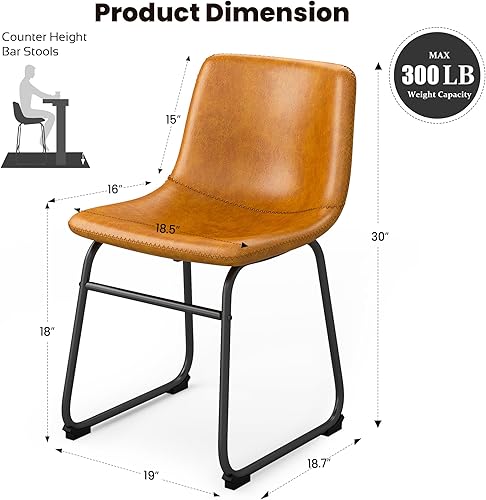 Miniatura 7 de YaFiti Juego de 2 taburetes de bar de 24 pulgadas, modernos taburetes de bar de altura de barra, taburetes de bar de cuero sintético con respaldo y