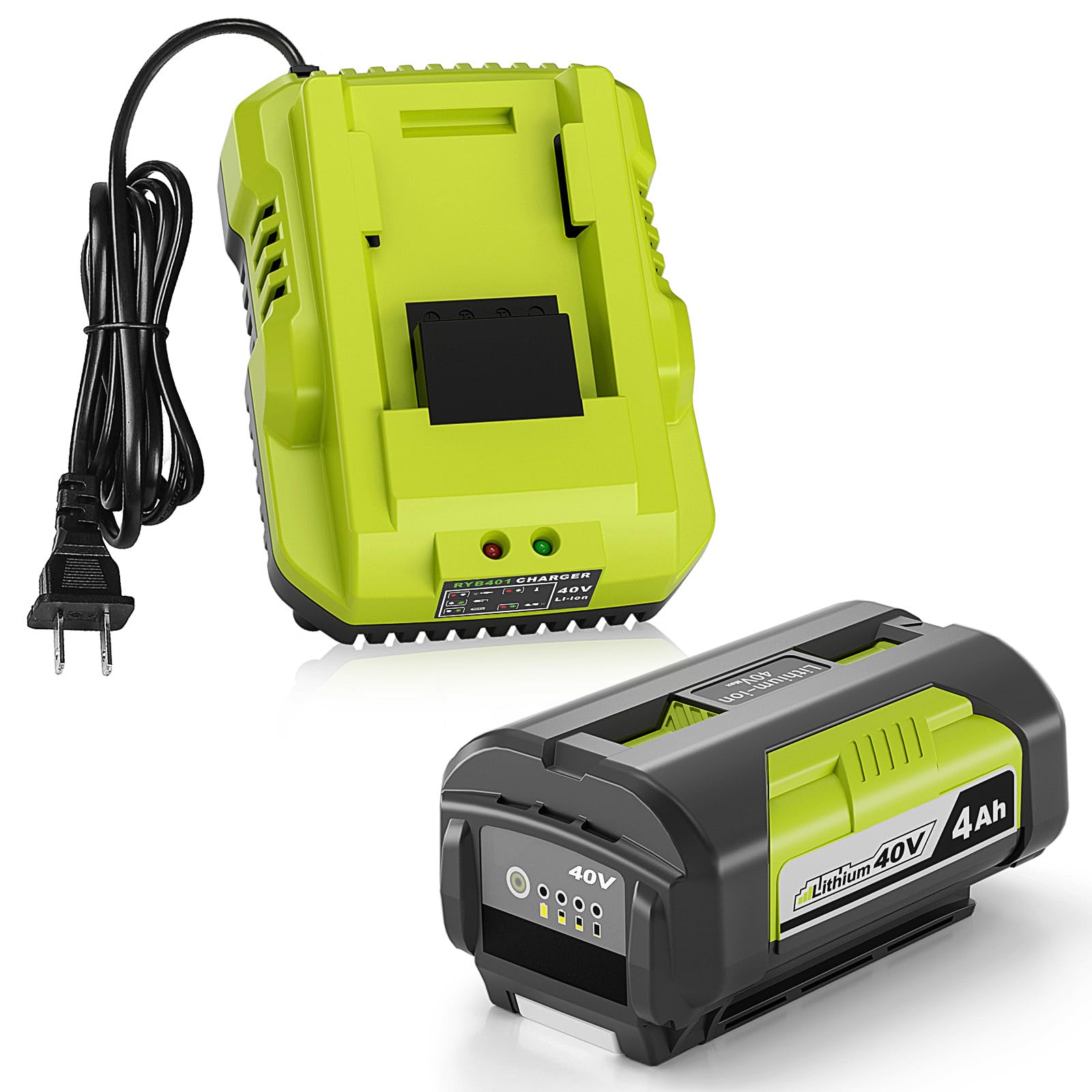 Photo 1 of Amityke Fast Charging 40V 4.0Ah Battery and Charger Kit - Replacement for Ryobi 40V Battery and Charger OP401, Compatible with Ryobi 40Volt Power Tools