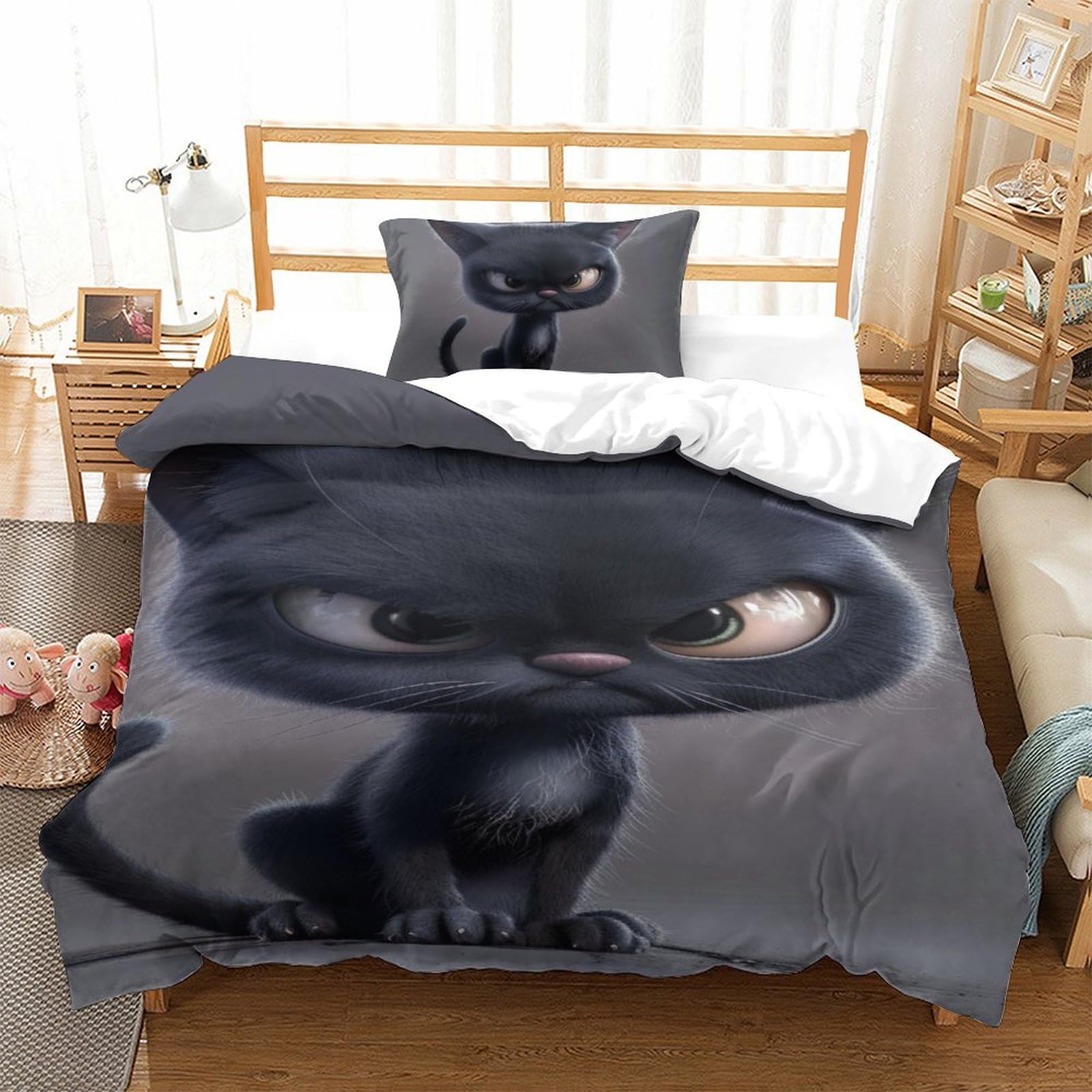 Housse de couette chat 3D 135x200cm pour transformer la chambre des enfants et ados passionnés
