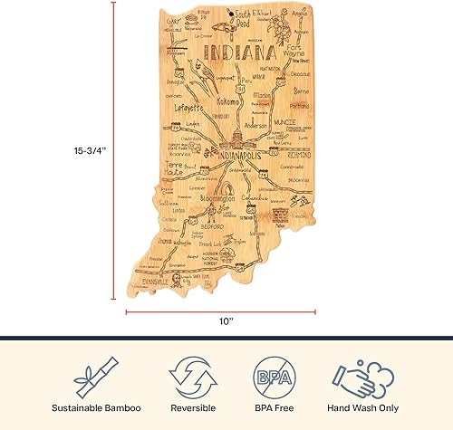 Miniatura 4 de Totally Bamboo Destination Indiana State Shaped Cutting Board, Charcuterie and Cheese Serving Board – Indiana Gift for Home Décor or Everyday
