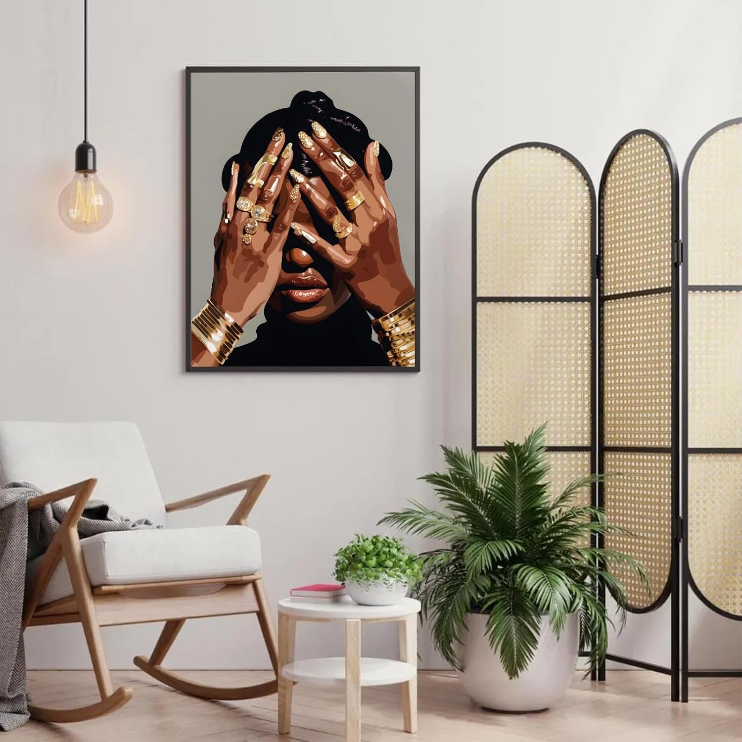 Black Woman Poster, Black Woman Wall Art, African American Canvas Wall Art, Trendy Abstract Black Girl Canvas Poster Prints Aesthetic Pictures for Dorm Studio Apartment Decorate 16x24inch Unframed - Image 6