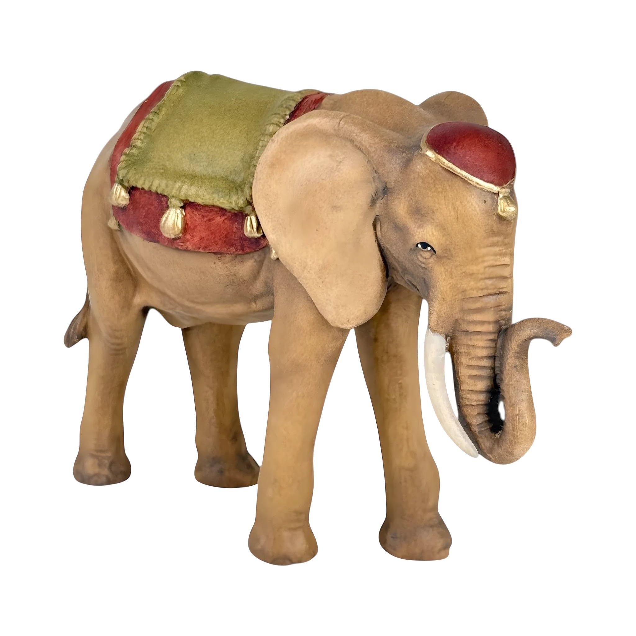 Dolfi Elephant for Nativity Scene Sculpted in Wood 14 cm | Natural Wood in Val Gardena | Nativity Figure