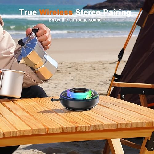 Miniatura 6 de Altavoz Bluetooth portátil, altavoz de ducha con luces RGB, audio de alta fidelidad, IPX7 impermeable, Bluetooth 5.4, tiempo de reproducción