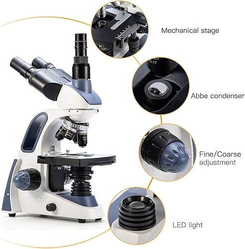 Vista 31 de Swift Microscopio trinocular compuesto SW350T, aumento 40X-2500X, cabeza de Siedentopf, etapa mecánica de dos capas, con cámara Swiftcam de 5
