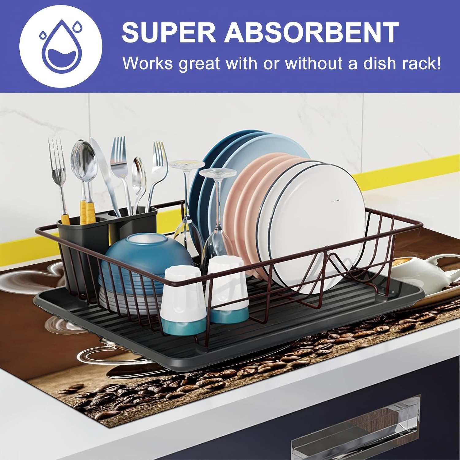 HOMETITUTE Stove Top Covers for Electric 28 x 20 inches Coffee Bar Mats Kitchen Decorations Pad for Coffee Maker Machine Stove Top Cover Utensils Countertops Sinks