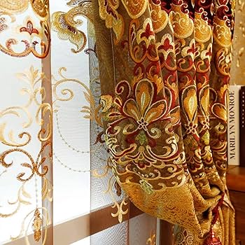 上品　高級カーテン　豪華雰囲気　刺繍　カーテン　レースカーテン　ドレープカーテン 立体刺繍柄レース付き カーテン 一級遮光 オーダー 高級 ドレープ