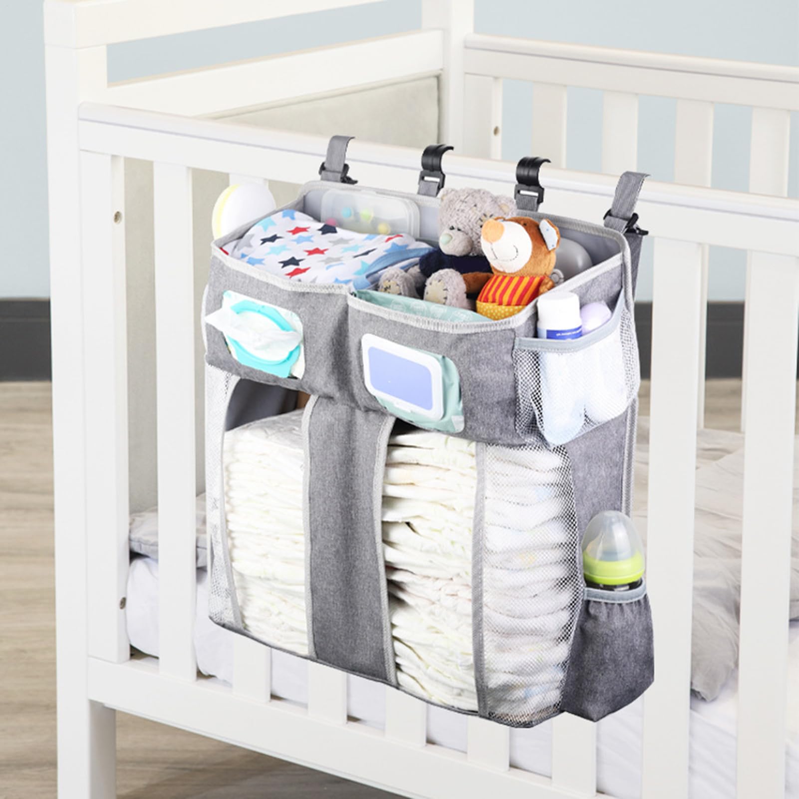 Organizador de pañales Oxford Gran Capacidad Multicompartimento | Gran Organizador Cuna Oxford para Bebé Guardería Dormitorio Niños Juguetes Toallitas Biberón Babero