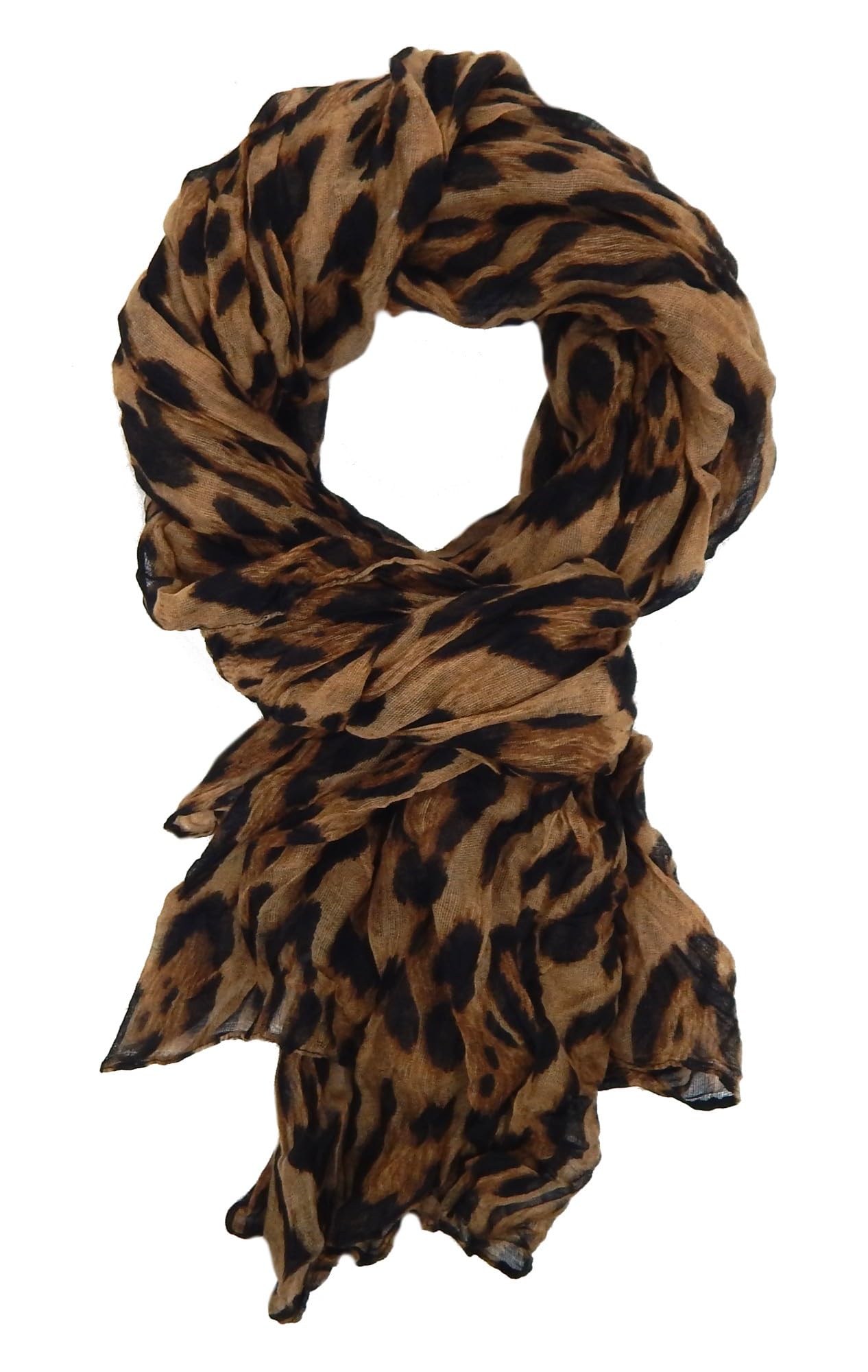Ella Jonte Women's Lightweight Scarf Leopard Beige Grey or Brown Animal Print, brown, One size