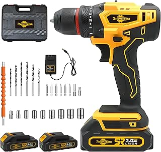 Cordless Drill Set with Battery And Charger,Power Drill Tool Set 20v,1/2-Inch Keyless Chuck,Variable Speed (Equipped with two batteries)