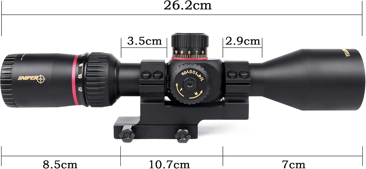 Sniper VT 3 12X40 FFP First Focal Plane Compact Rifle Scope with Rings, Mil dot, Quick Lock Adjustable W E Image
