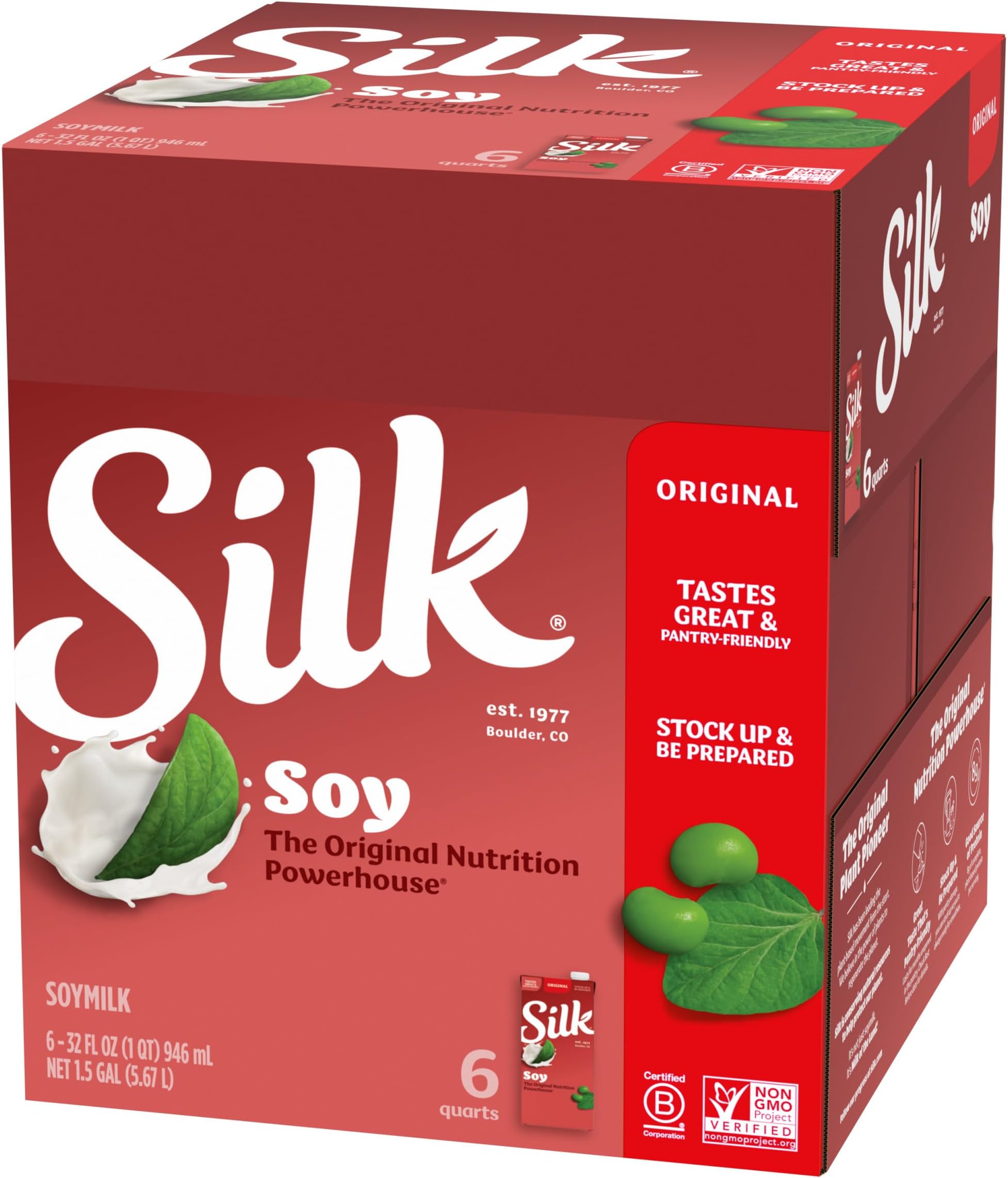 Shelf-Stable Soy Milk, Original, Dairy-Free, Vegan, Non-GMO Project Verified, 32 Fl Oz (Pack of 6)