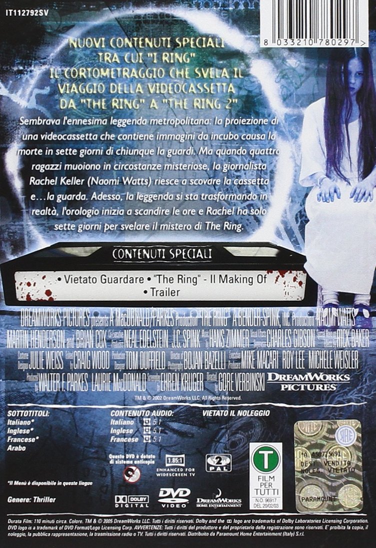Amazon Com The Ring 02 Ce Italian Edition Naomi Watts Brian Cox Gore Verbinski Movies Tv