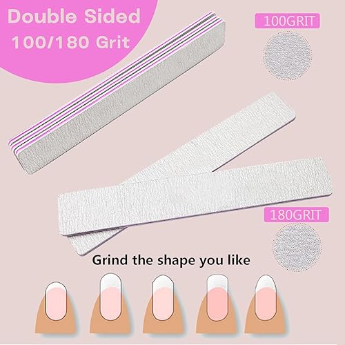 Miniatura 2 de Lima de uñas, limas de uñas lavables de grano 100180, herramientas de manicura profesionales reutilizables para extensión de uñas de gel y uñas