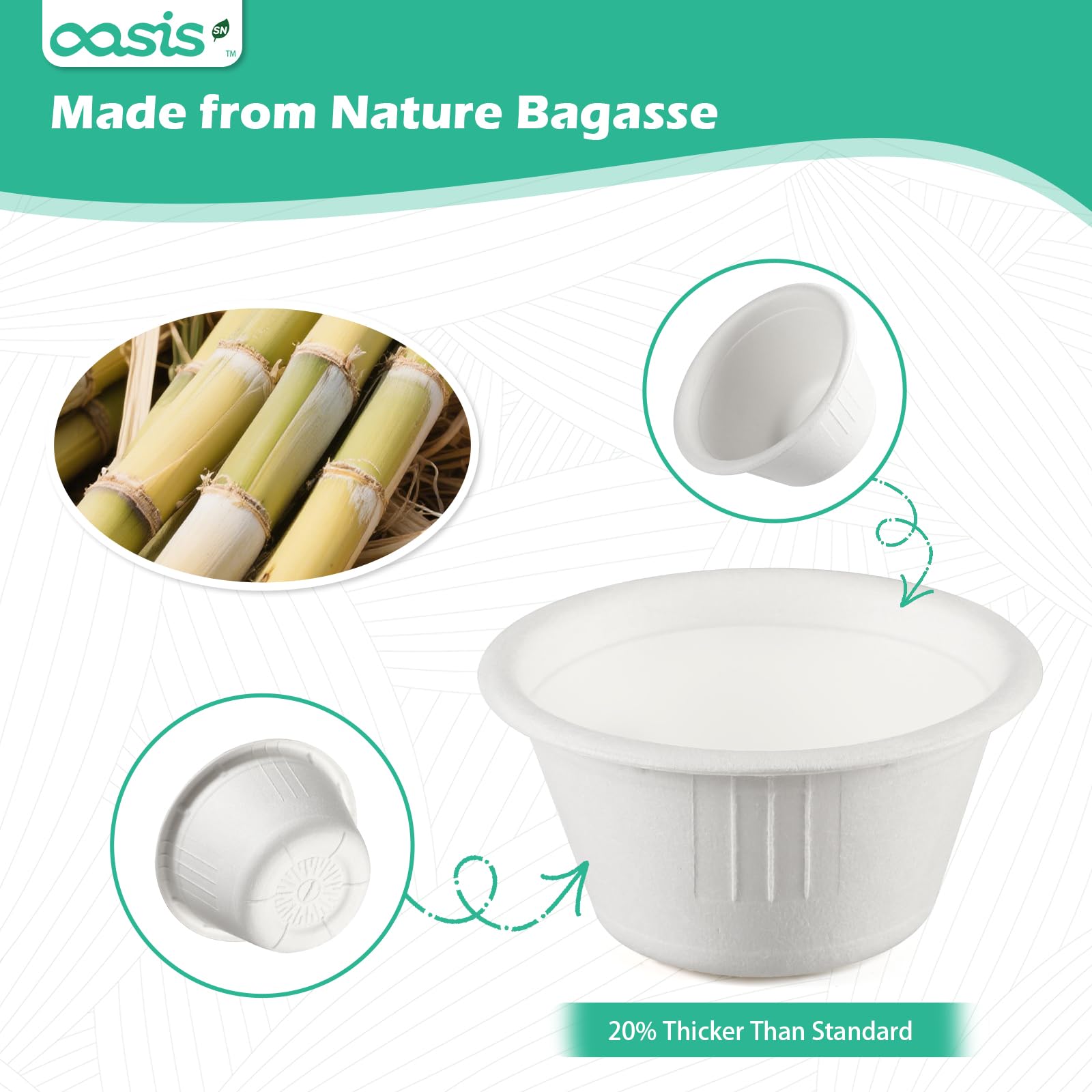 OasisSN Compostable Souffle Cups, 2 oz, Disposable