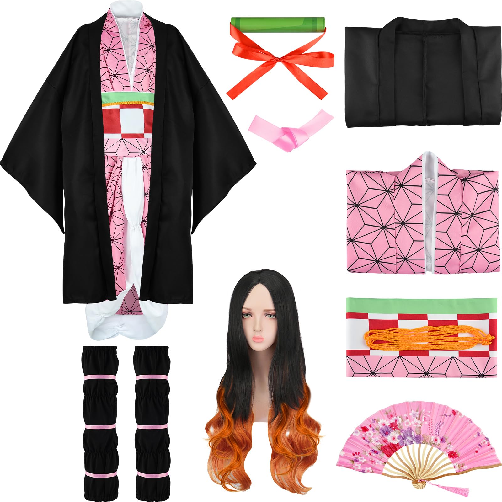 13 Pcs Japanese Anime Kimono Outfits Halloween Cosplay Costume for Adults