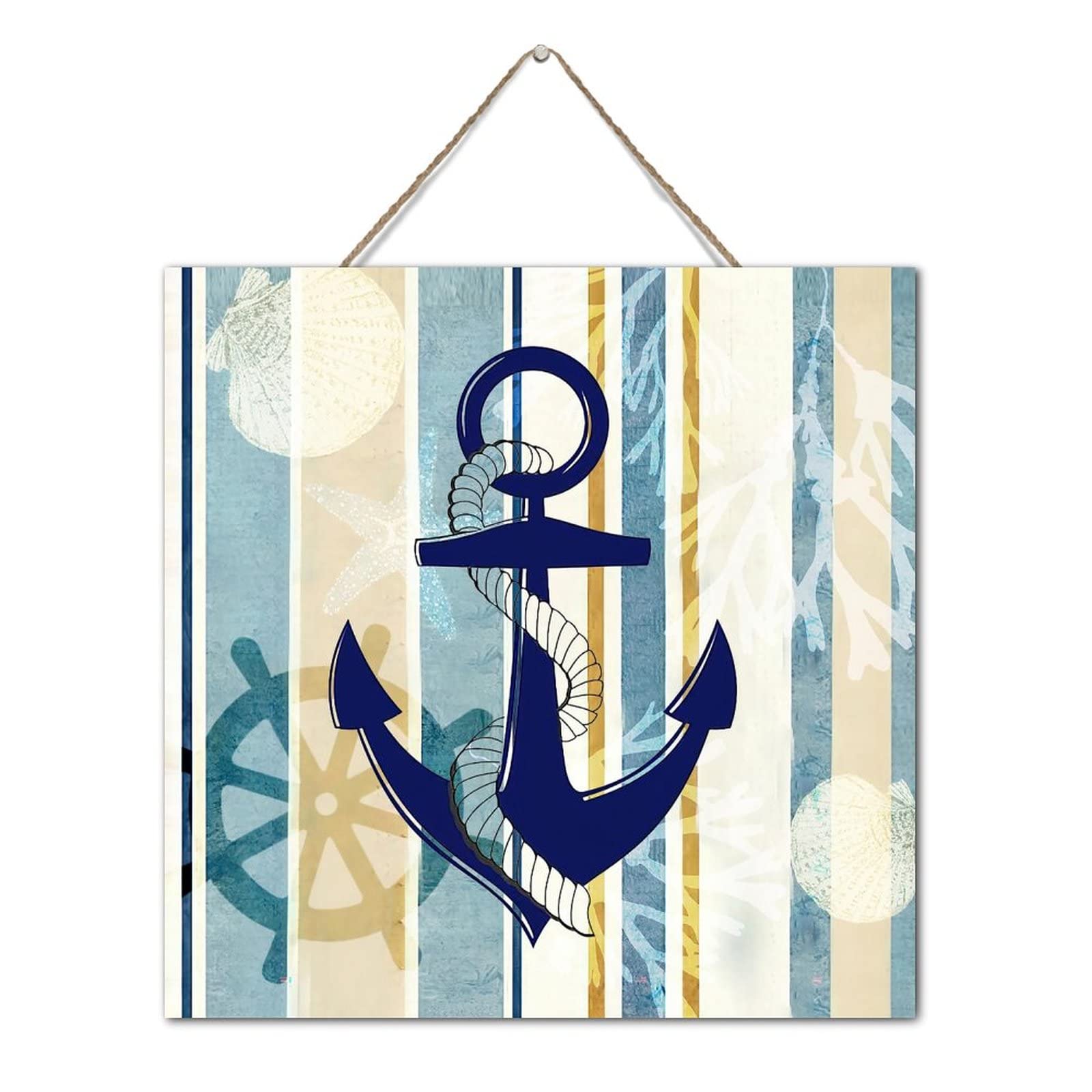 Panneau vintage bois avec ancre marine authentique et finitions rustiques