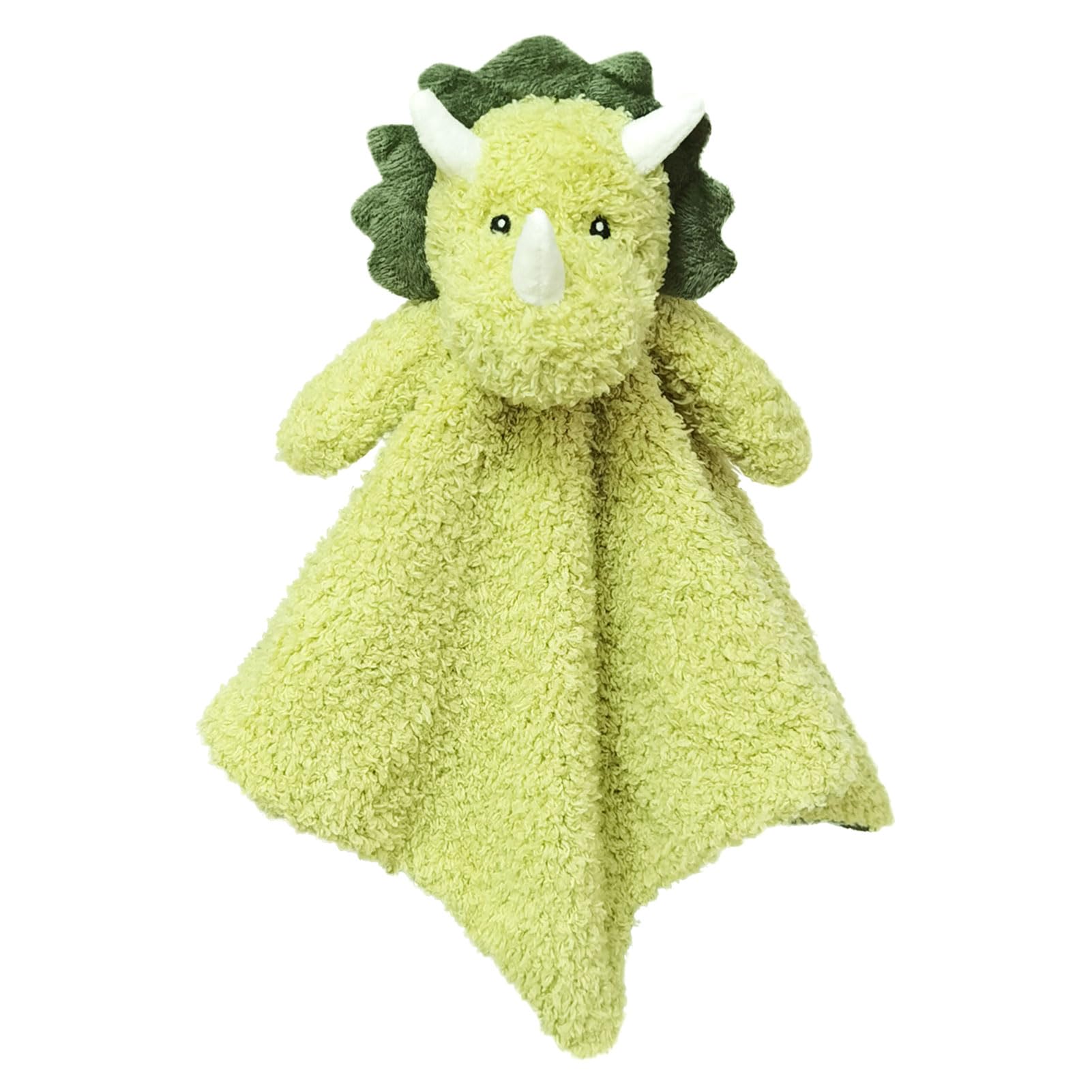Doindute Baby Green Triceratops Soft Stuffed Animal Security Blanket, Plush Dinosaur Character Lovey Blanket, Baby Shower/Nursery Gift, Newborn Infant Toddler Snuggle Blankie for Kids, 14 Inches