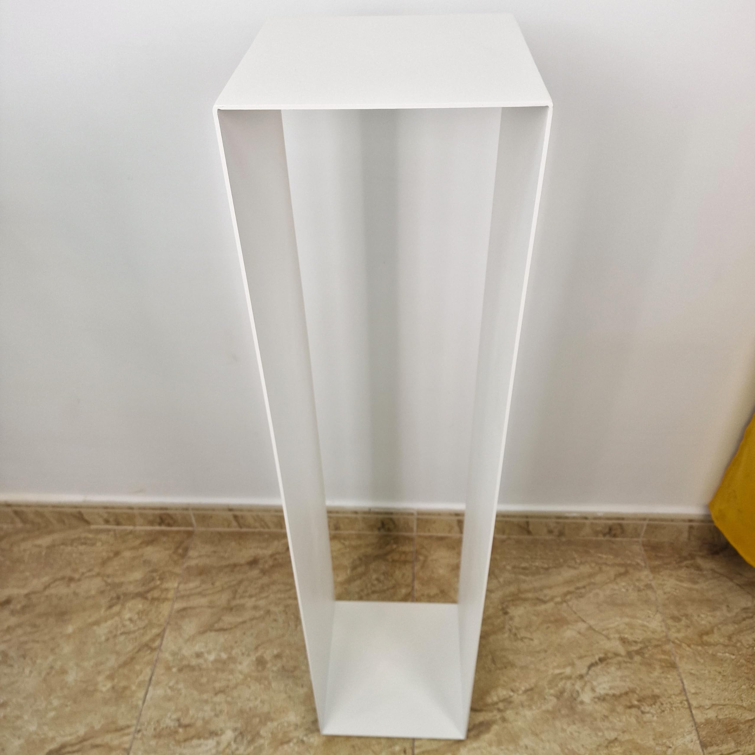 Piédestal, Socle Métallique pour Sculpture, Présentoir, Support Artisanal 100 x 23 x 23 cm. Résistant et Stable. Fonctionnel. Couleur Blanche