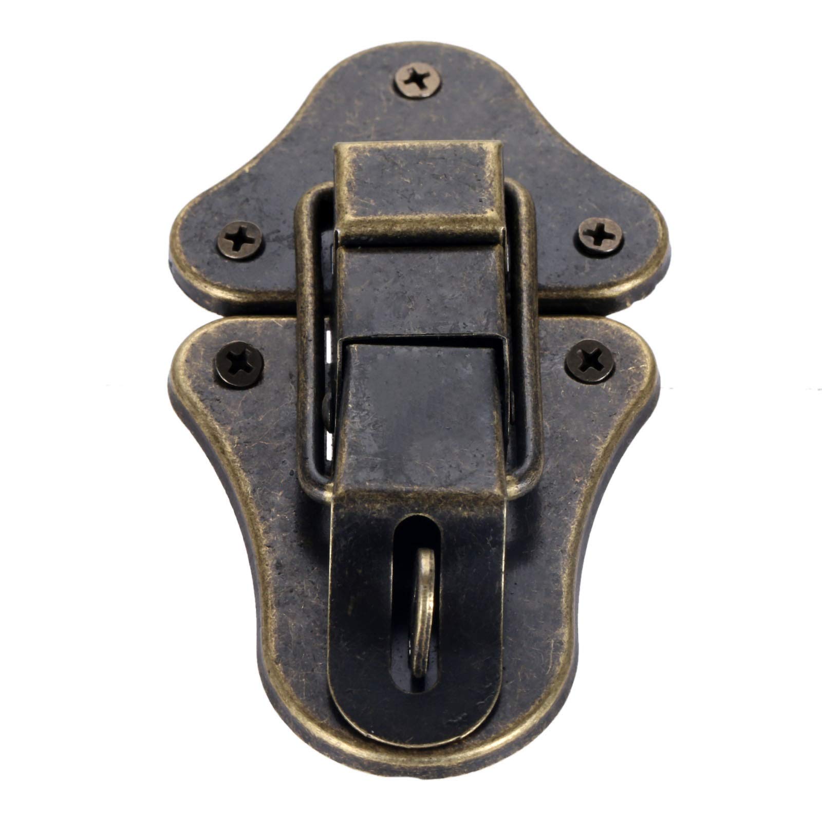 SHALLEZSOU Key Hasp Lock Vintage Lock Antique Bronze Silver Jewelry Chest Box Toggle Hasp Latch Catch Clasp 95 52mm(A)