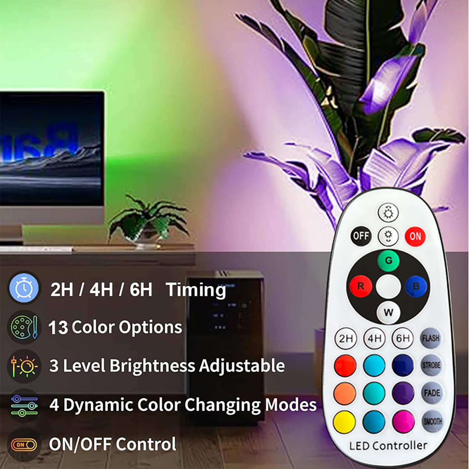 2 Stück LED Uplight Spot RGB Spotlichter Bodenstrahler mit Fernbedienung und Schalter Up Lights Bodenleuchte für den Innenbereich Indirekten Beleuchtung Bodenbeleuchtung für Zuhause Pflanzen Bilder