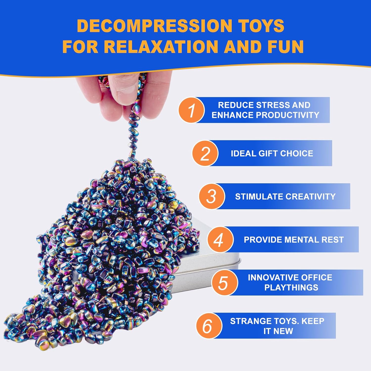580PCS Magnetic Fidget Toys for Adults – Magnet Fidget, Magnetic Balls, Beads, Rocks & Ferrite Putty – Stress Relief Kit for ADHD, Anxiety & Autism, Desk & Office Sensory Toys, Colorful Adult Gifts