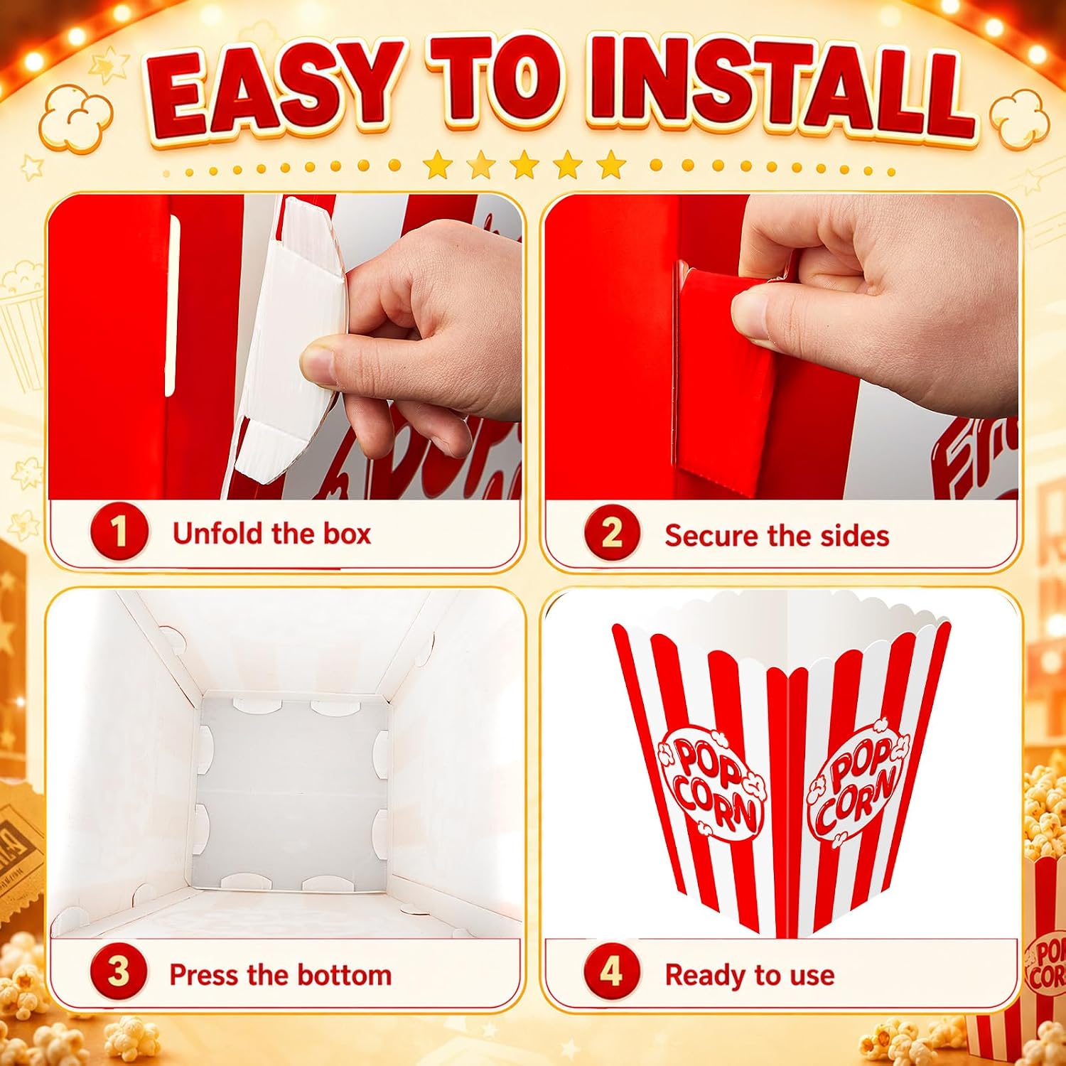 Giant Popcorn Box Prop Circus Theme Party Decor 3D Popcorn Box(1 PC) image 3