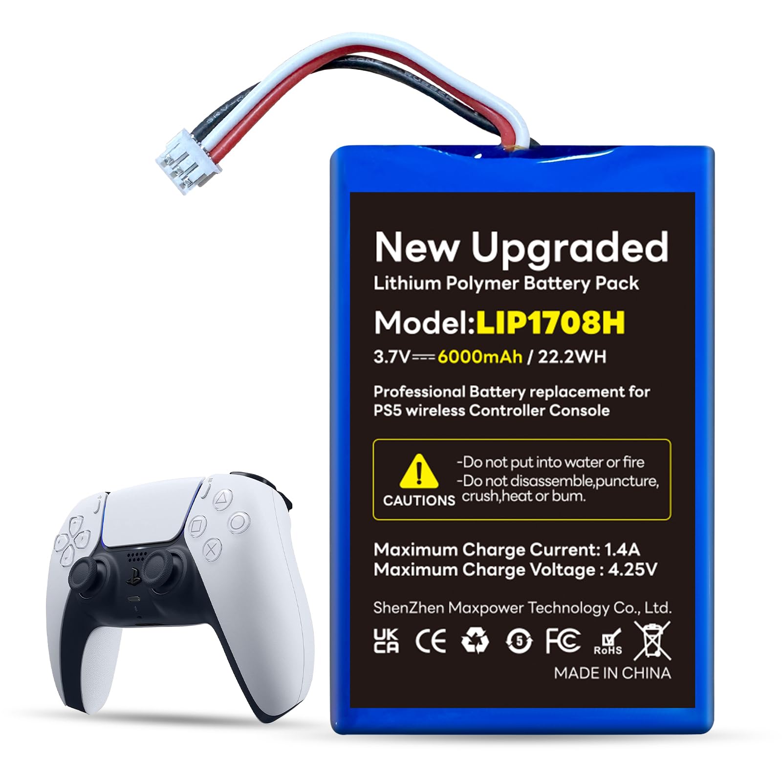 Batterie LIP1078 6000 mAh pour Manette sans Fil Sony PS5 PlayStation 5 DualSense