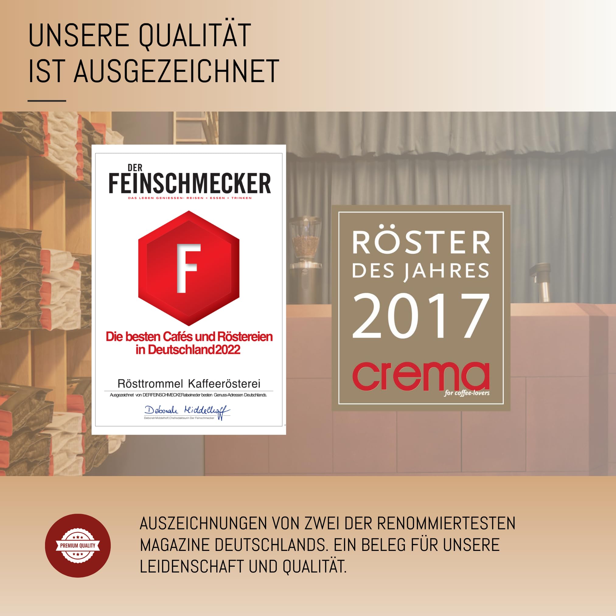 RÖSTTROMMEL Black Label Espresso · Special Blend · ganze Bohne · 3 kg | Röstgrad 8,5/10 · Special-Blend-Espresso · cremig, kräftig & zartbitter · 50% Arabica, 50% Canephora