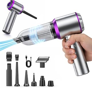 ​Aspirador de Mano Sin Cable Multifuncional, 25000Pa Succión Potente, 4 en 1 (Aspirador, Soplador, Inflador, Sellador Vacío), Batería 6000mAh con 45min Autonomía, Carga USB-C, Incluye Kit 6 Boquillas.