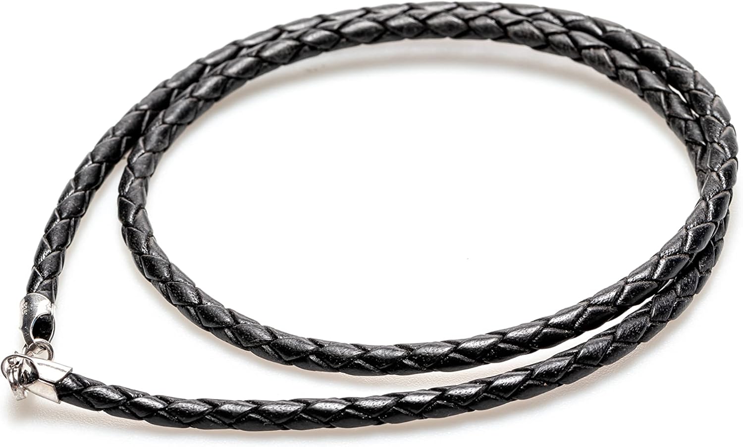 CRAFT WIRE Leather Braided Cord Necklace with Rhodium-Plated 925 Sterling Silver Clasp Made in USA - Image 4