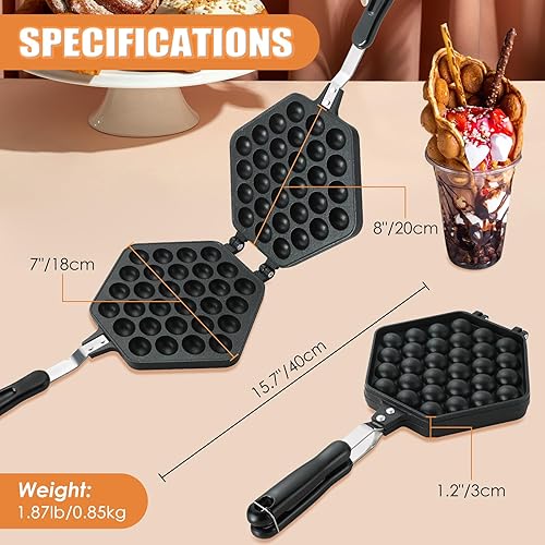 Miniatura 2 de MAOPINER Molde para hacer gofres de burbujas, molde de gofres antiadherente, doble cara, para desayuno, almuerzo, hogar, cafetería, restaurante,