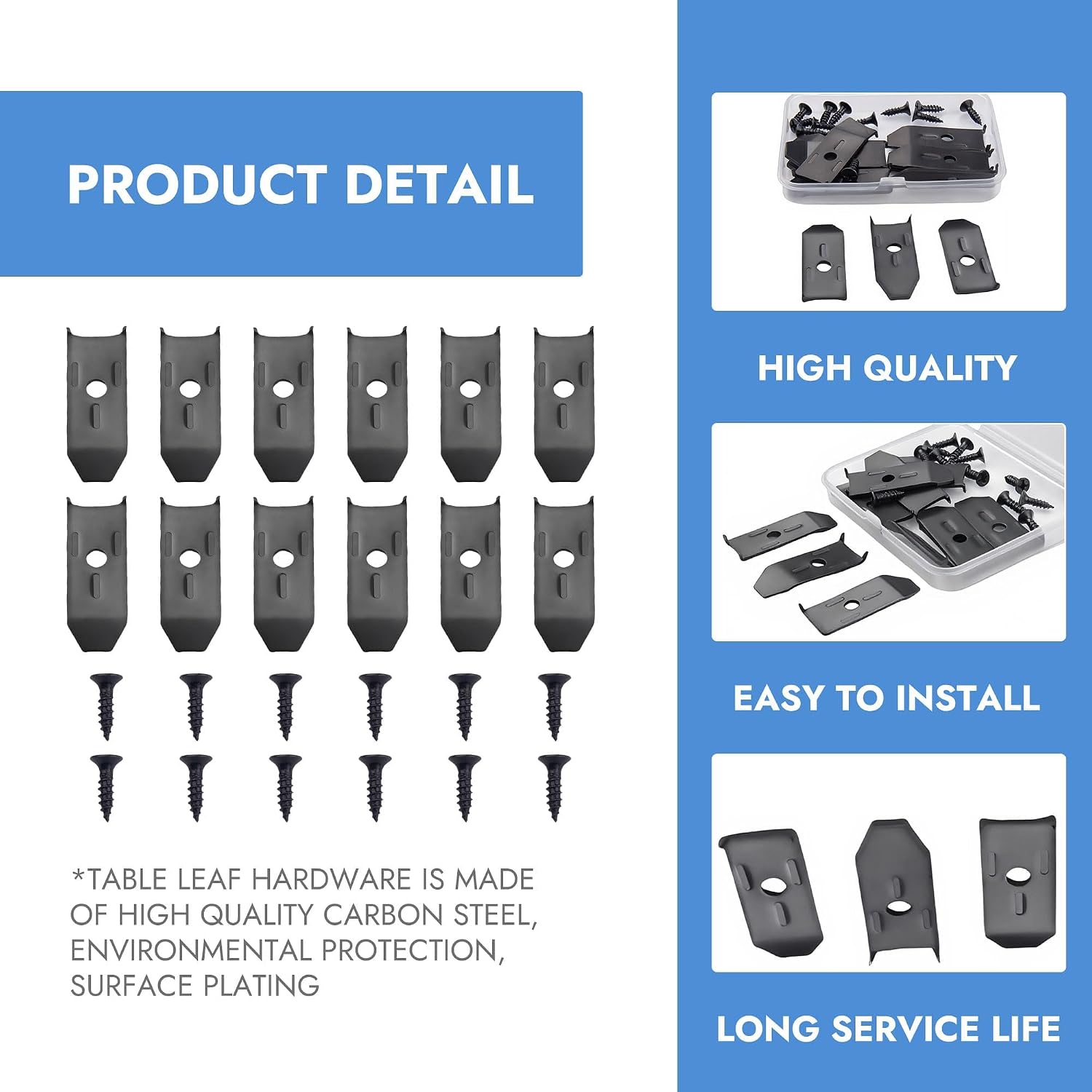 12 Sets Table Leaf Levelers & Locks with Sliding Aligner Bars, Heavy Duty Table Extension Hardware for Dining Tables, Desks, Buffets & Cabinets, Metal Horizontal Buckle Latches Connectors (Black)