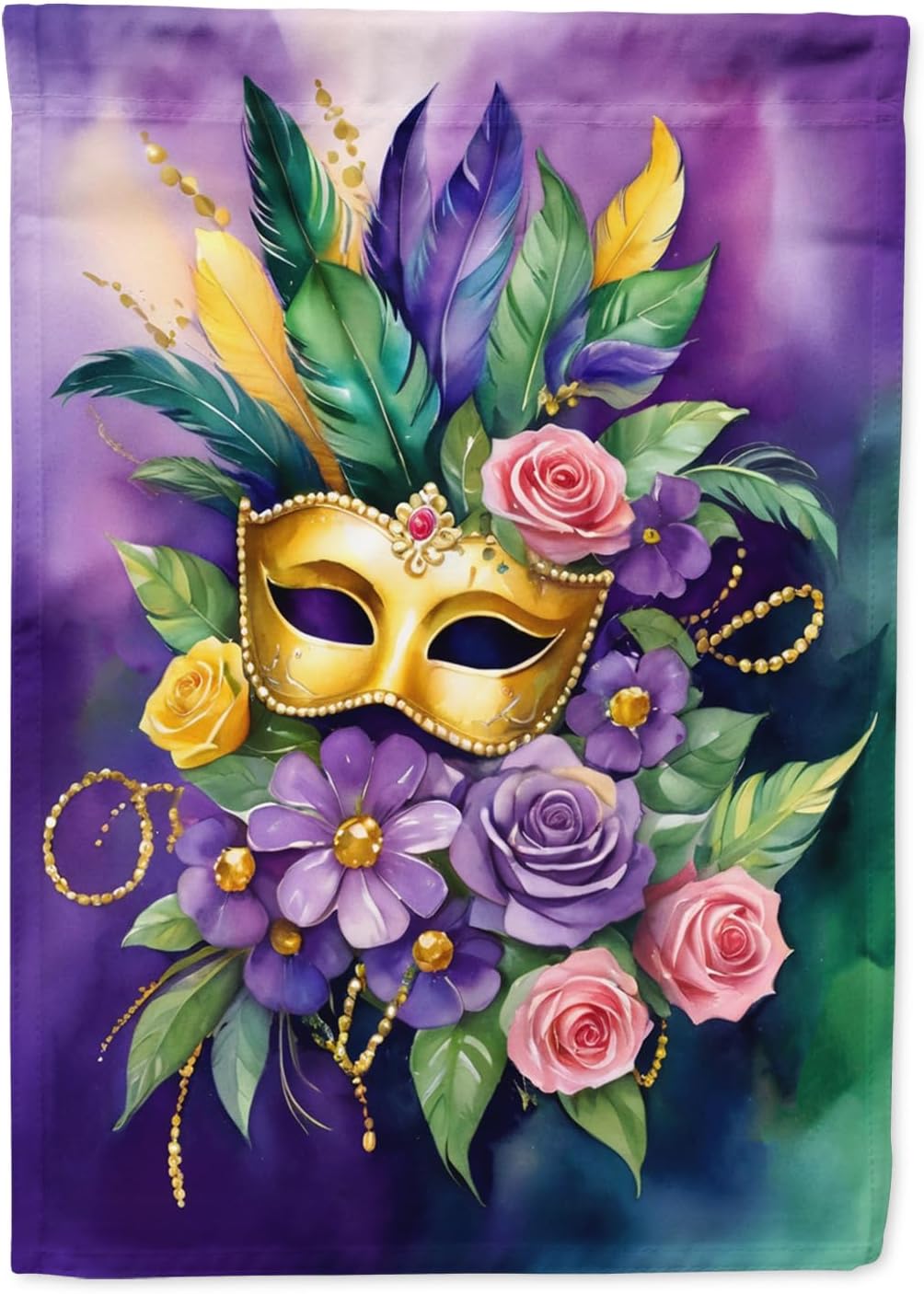 Caroline's Treasures DAC5236CHF Mask Mardi Gras House Flag Large Porch Sleeve Pole Decorative Outside Yard Banner Artwork Wall Hanging, Polyester, House Size, Multicolor