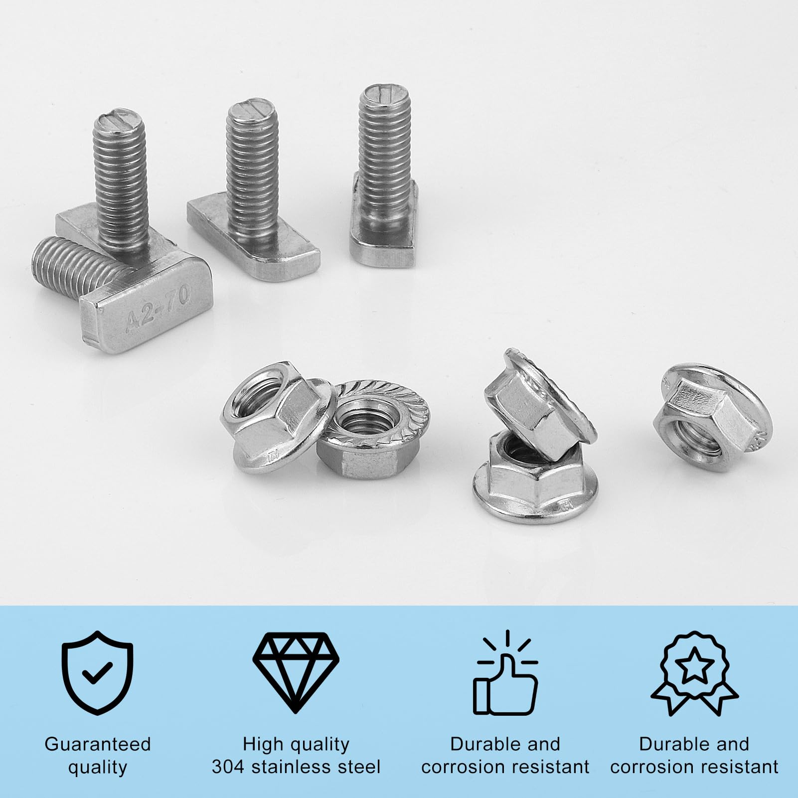 YOOPIN Hammerkopfschrauben M8x20mm - 22-tlg Set A2-70 Edelstahl