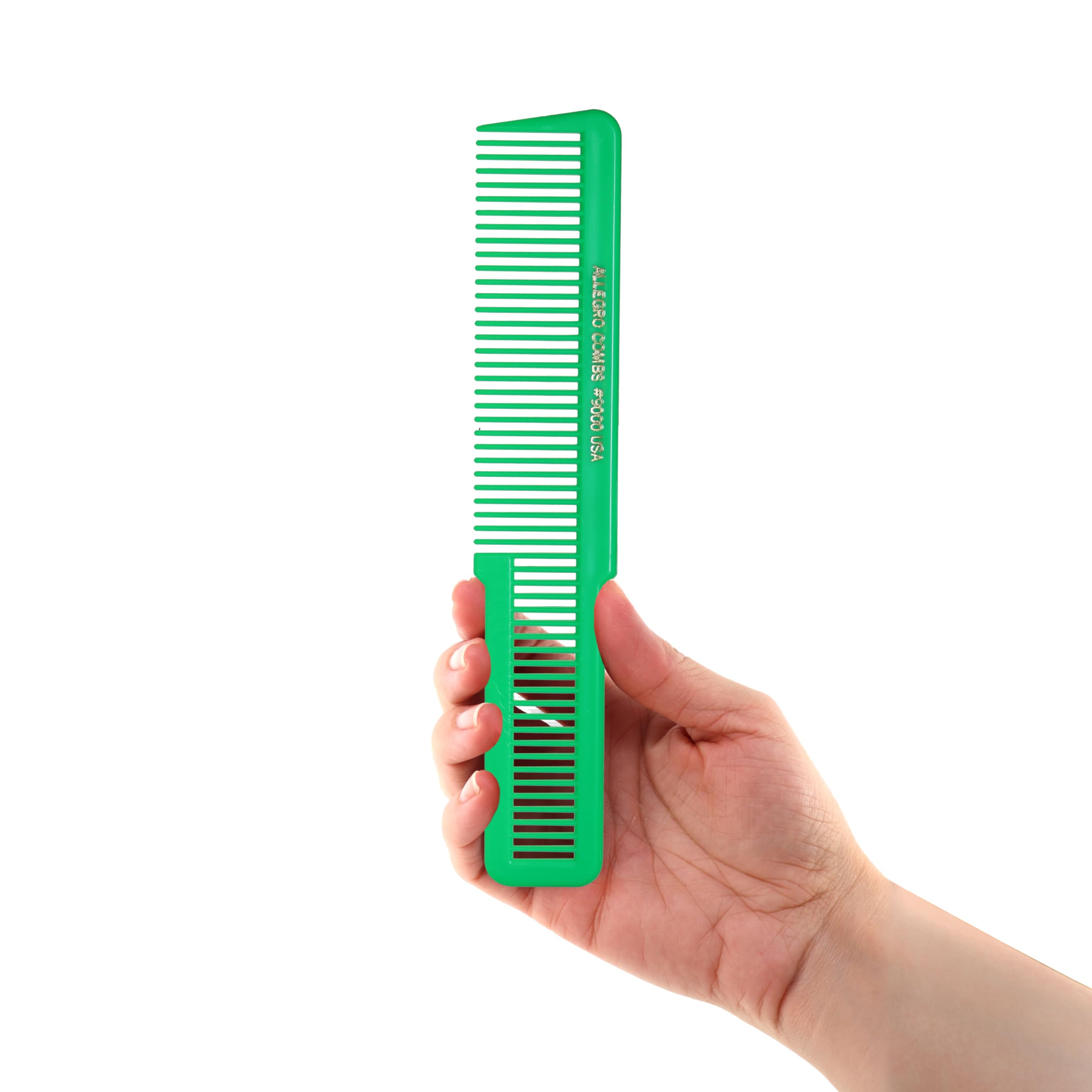 Allegro Combs 9000 Clipper Blending Cutting Wide Teeth Hair Comb For Fading Barbers Hairstylist Men Women Shower Comb Shampoo Styling 1 Piece (Neon Green)