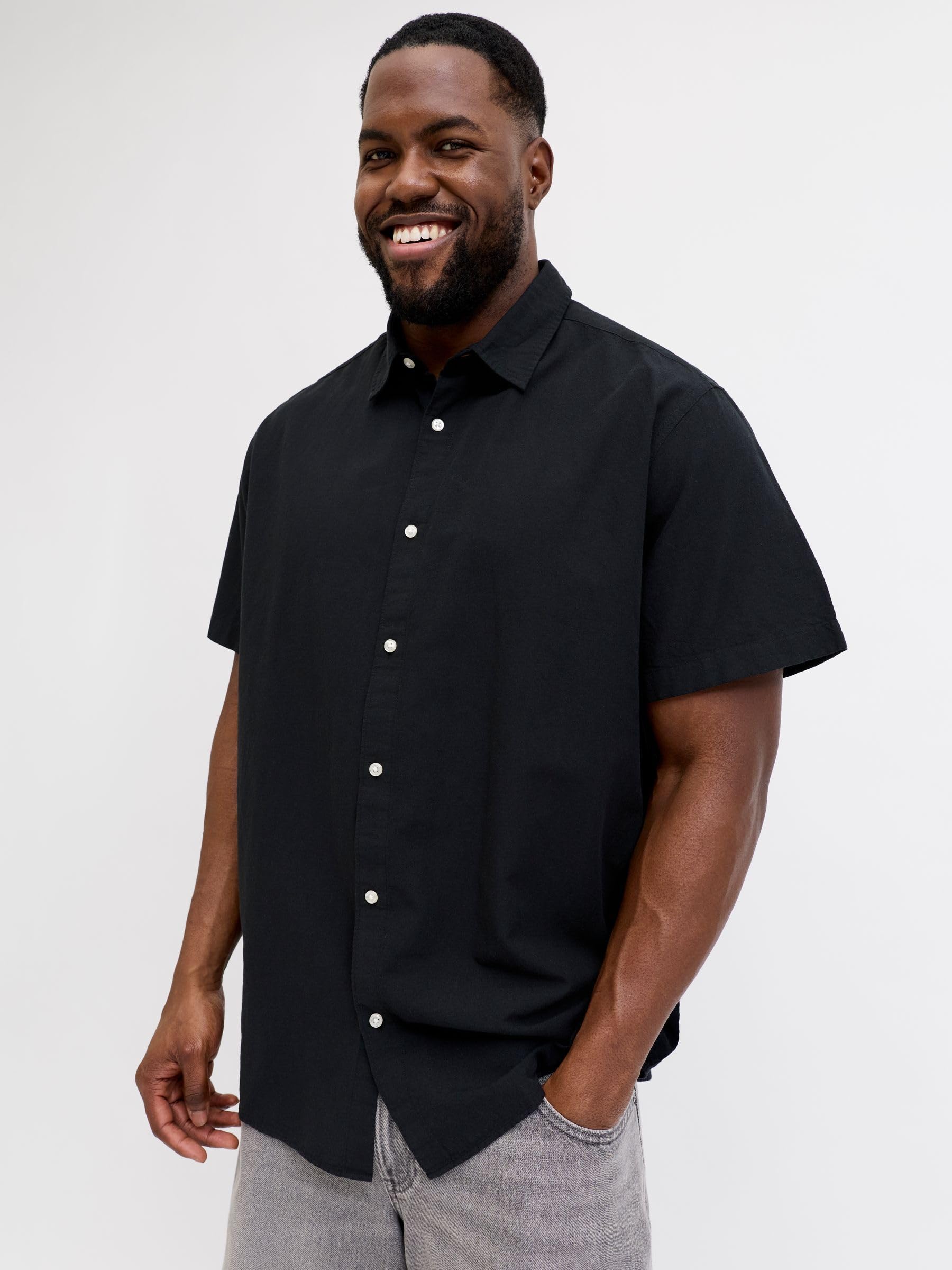 Jack & Jones Herren Jjebreeze Linen Blend Shirt S/S Sn Pls Jjebreeze Linen Blend Shirt S/S Sn Pls (1er Pack)