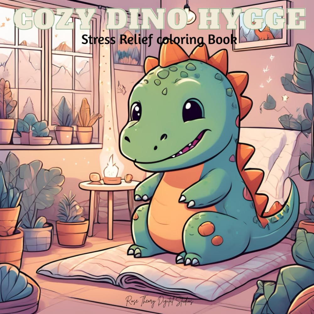 Cozy Dinosaur Colouring Book: Bold & Easy With Cute Dino's For Kids & Adults For Fun, Stress Relief & Relaxation