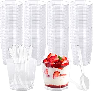 60 Stück Dessertgläser 2OZ/60ml Mit Löffeln | Klare Quadratische Becher Für Mousse & Pudding